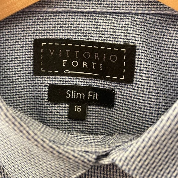Vittorio Elegant Blue Dress Shirt Size 16 slim - Picture 4 of 5
